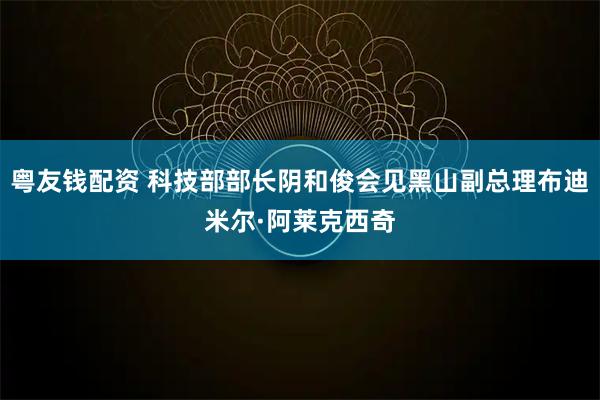 粤友钱配资 科技部部长阴和俊会见黑山副总理布迪米尔·阿莱克西奇