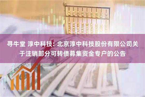 寻牛堂 淳中科技: 北京淳中科技股份有限公司关于注销部分可转债募集资金专户的公告