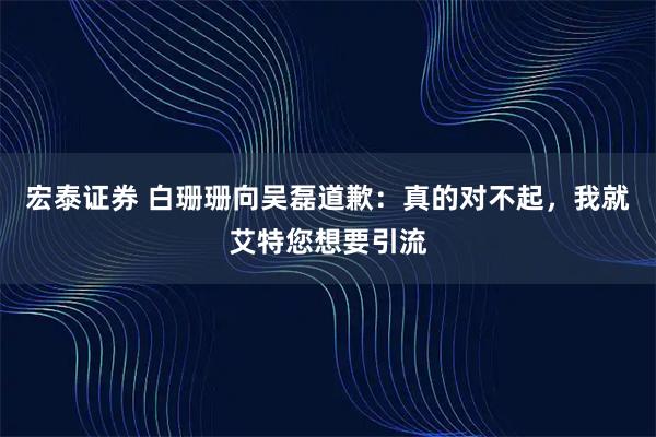 宏泰证券 白珊珊向吴磊道歉：真的对不起，我就艾特您想要引流